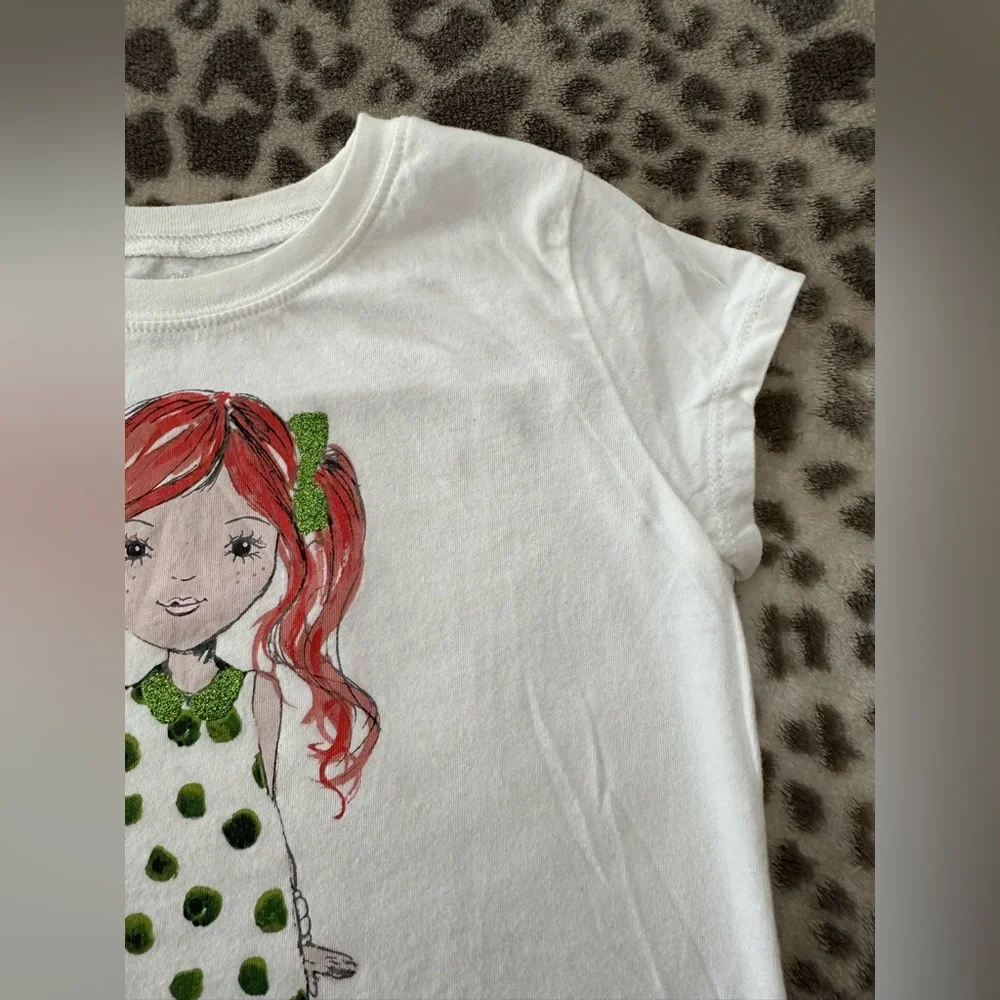 Children’s Place Girl Graphic St. Patrick’s Day Short Sleeve T-shirt White 7/8